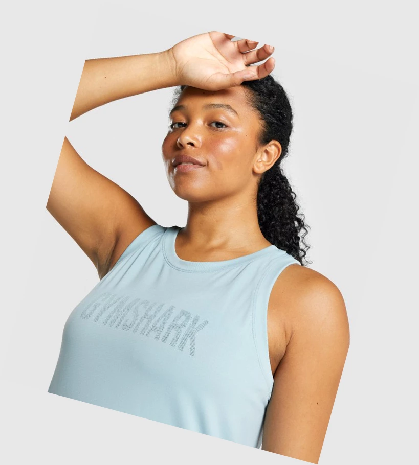 Camiseta Tirantes Gymshark Fit Seamless Loose Mujer Azules | NERXACP-29