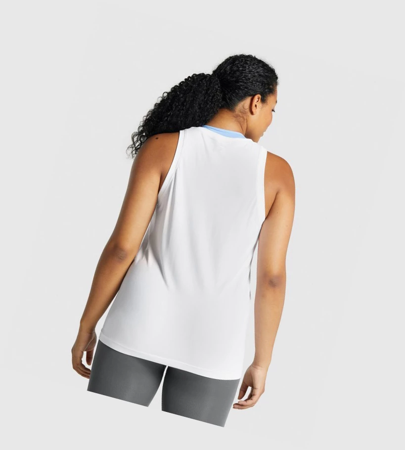 Camiseta Tirantes Gymshark Fit Seamless Loose Mujer Blancos | OMLZAFE-60