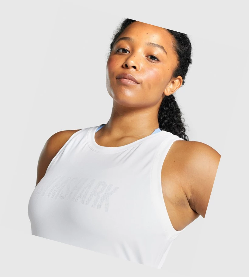 Camiseta Tirantes Gymshark Fit Seamless Loose Mujer Blancos | OMLZAFE-60