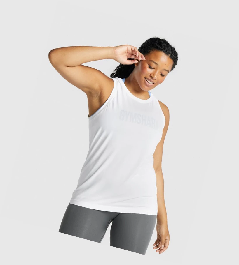 Camiseta Tirantes Gymshark Fit Seamless Loose Mujer Blancos | OMLZAFE-60