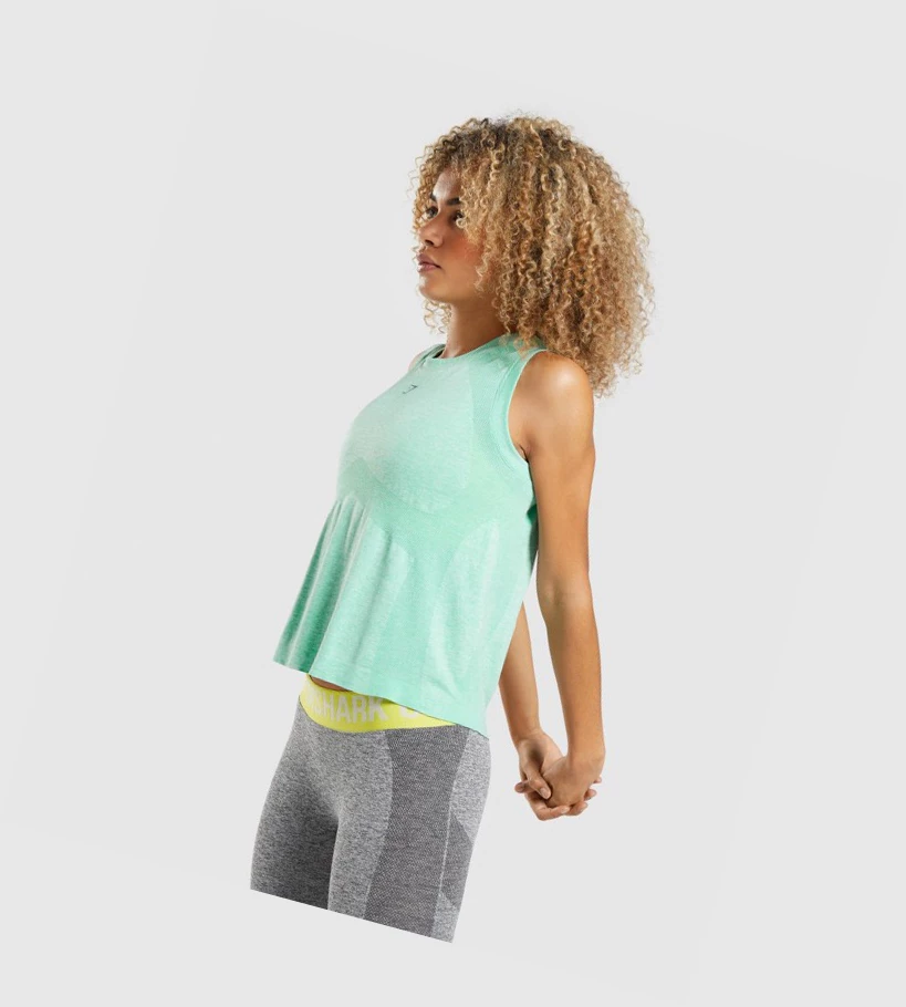 Camiseta Tirantes Gymshark Flex Loose Top Mujer Verdes | SJFDBNU-24