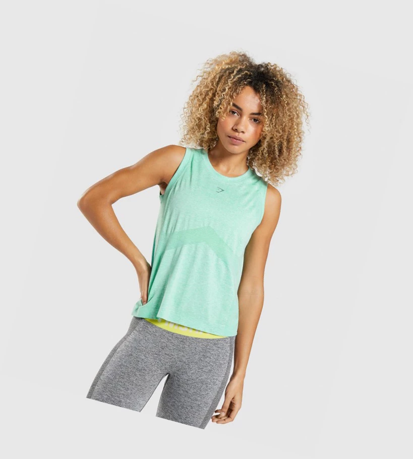 Camiseta Tirantes Gymshark Flex Loose Top Mujer Verdes | SJFDBNU-24