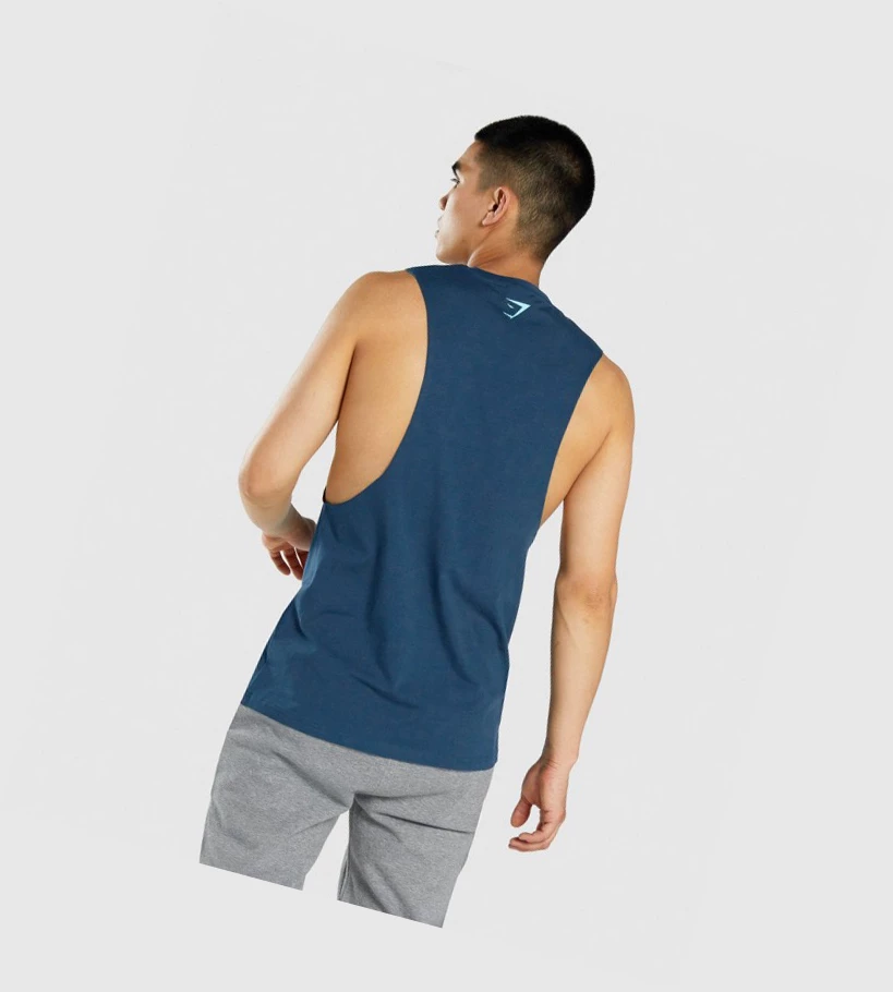 Camiseta Tirantes Gymshark GSLC Collegiate Drop Arm Hombre Azul Marino | HIFVEBK-97