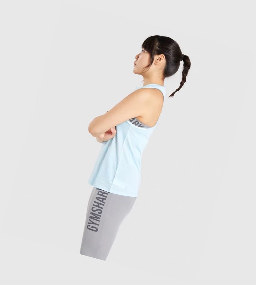 Camiseta Tirantes Gymshark GS Power Mujer Azules Claro | OYVAJBP-73