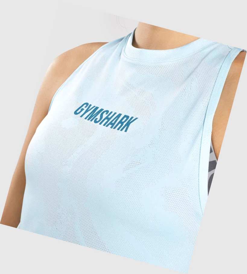 Camiseta Tirantes Gymshark GS Power Mujer Azules Claro | OYVAJBP-73