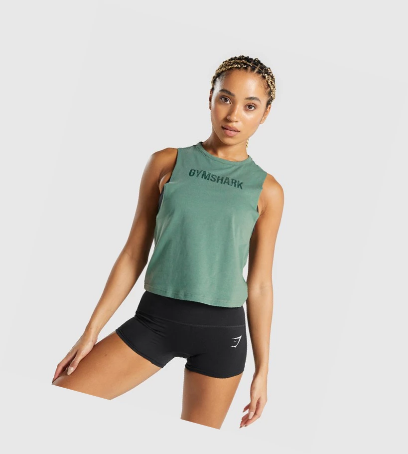 Camiseta Tirantes Gymshark GS Power Mujer Verdes | TWKVEXB-21