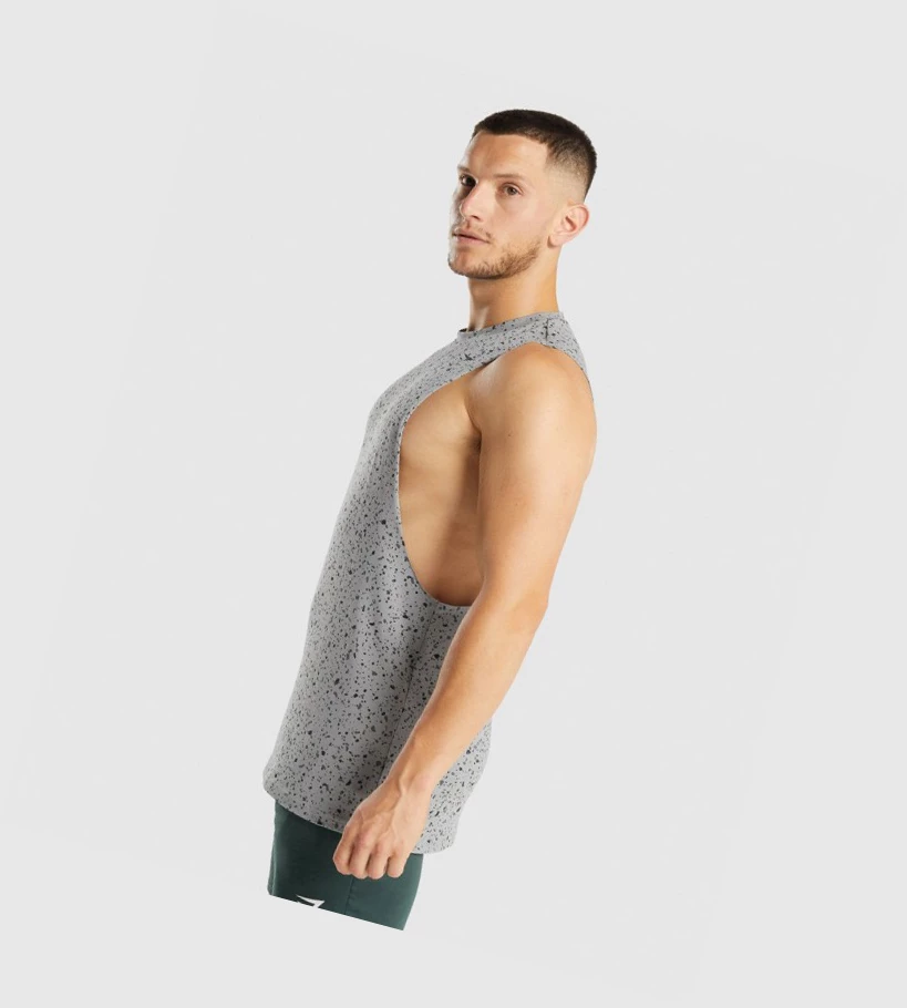 Camiseta Tirantes Gymshark Micro Print Drop Arm Hombre Grises | BXJMUFT-26