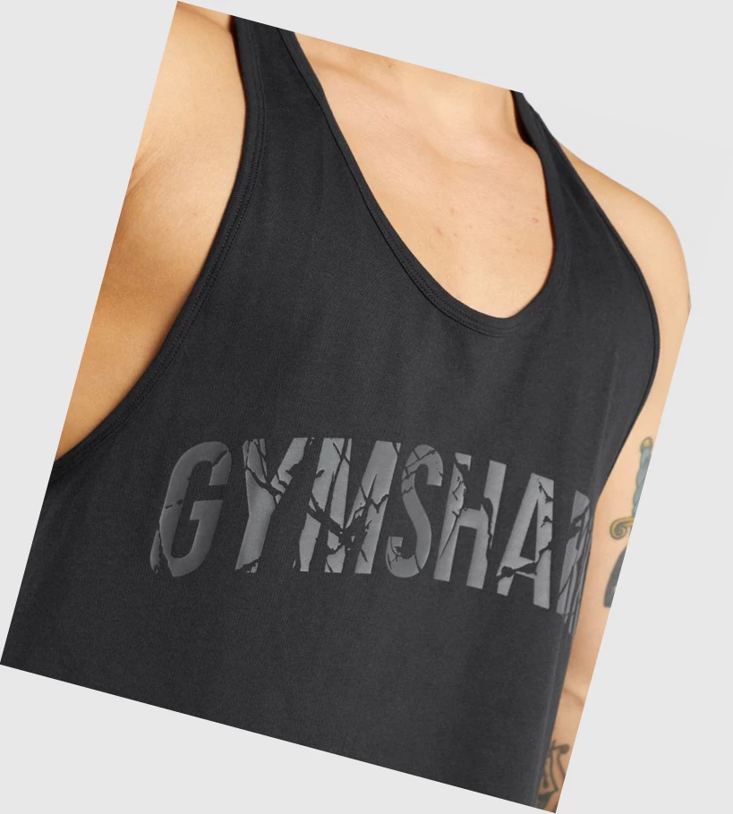 Camiseta Tirantes Gymshark Power Hombre Negros | TAEFJSC-29