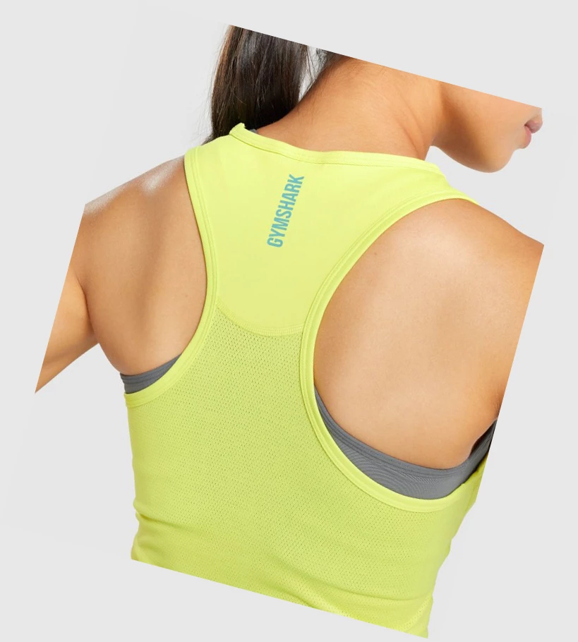 Camiseta Tirantes Gymshark Pulse Crop Mujer Amarillos | XVNDMJA-53