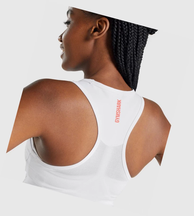 Camiseta Tirantes Gymshark Pulse Crop Mujer Blancos | DGXMJVI-13