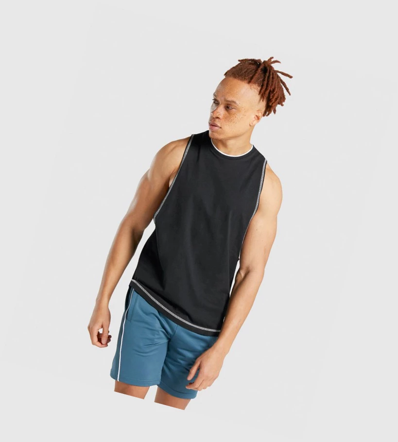 Camiseta Tirantes Gymshark Recess Hombre Negros | BKFUGAN-08