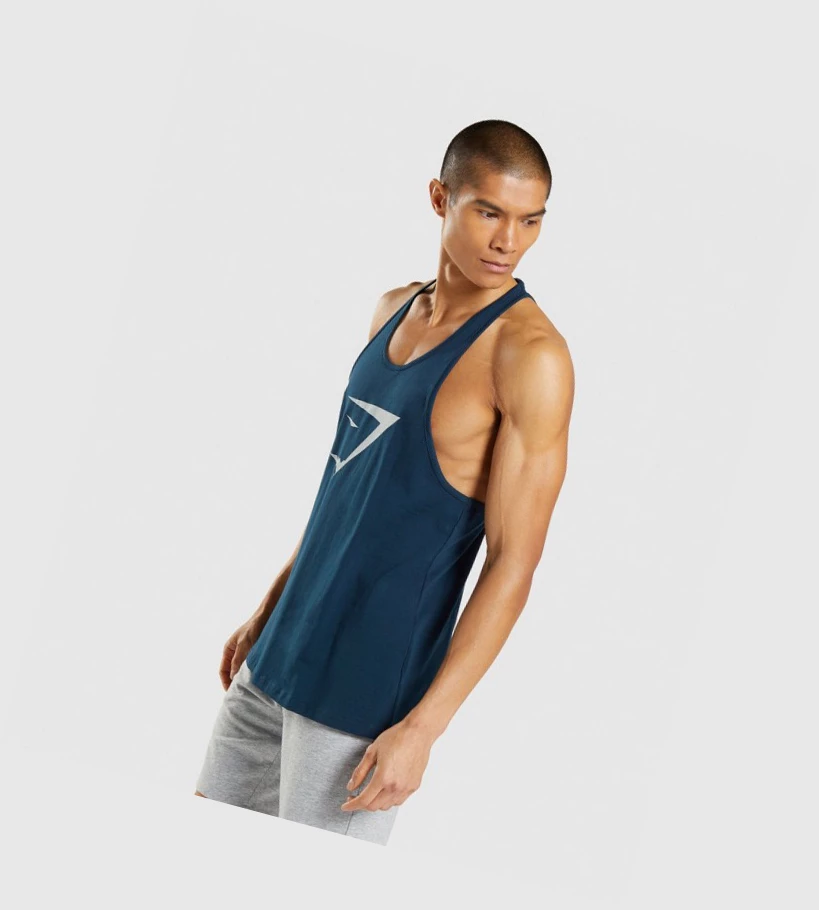 Camiseta Tirantes Gymshark Sharkhead Infill Hombre Azul Marino | GYNKJFH-90