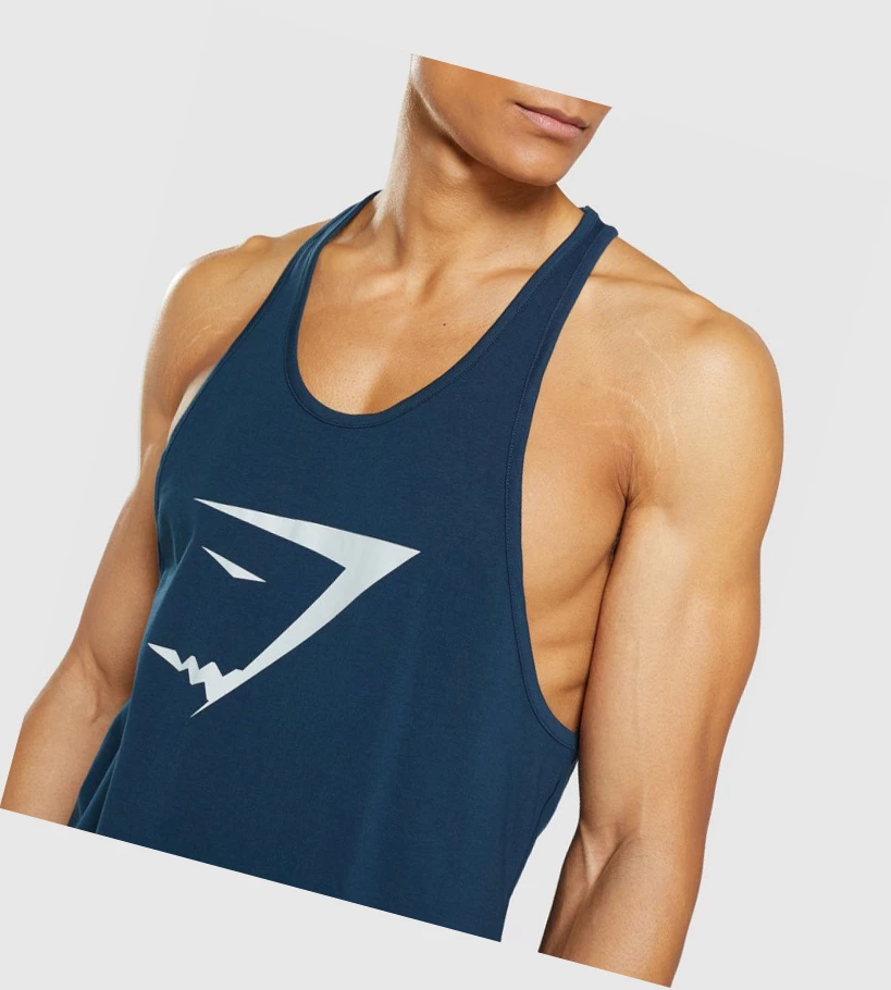 Camiseta Tirantes Gymshark Sharkhead Infill Hombre Azul Marino | GYNKJFH-90