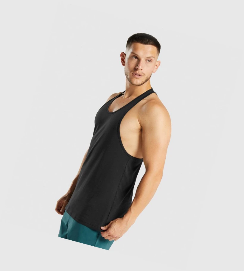 Camiseta Tirantes Gymshark Sharkhead Infill Hombre Negros | IGTAYNC-37