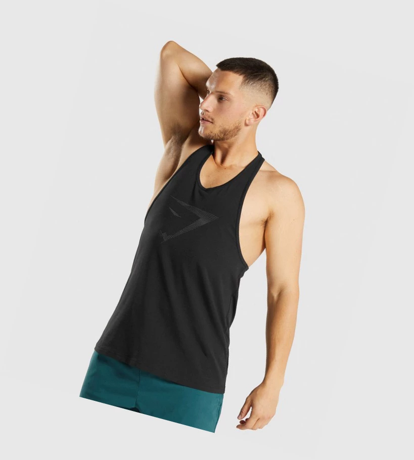 Camiseta Tirantes Gymshark Sharkhead Infill Hombre Negros | IGTAYNC-37