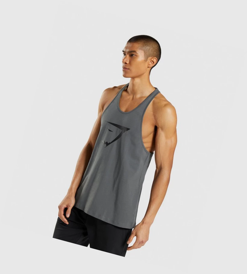 Camiseta Tirantes Gymshark Sharkhead Infill Hombre Grises | KNODXFA-76