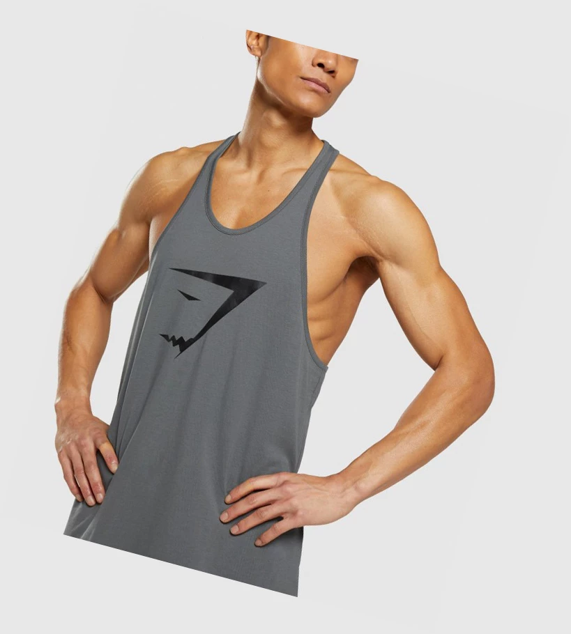 Camiseta Tirantes Gymshark Sharkhead Infill Hombre Grises | KNODXFA-76