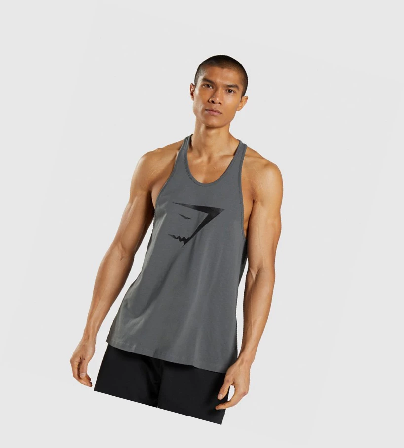 Camiseta Tirantes Gymshark Sharkhead Infill Hombre Grises | KNODXFA-76