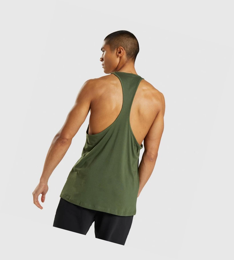 Camiseta Tirantes Gymshark Sharkhead Infill Hombre Verdes | SXVKYDH-47