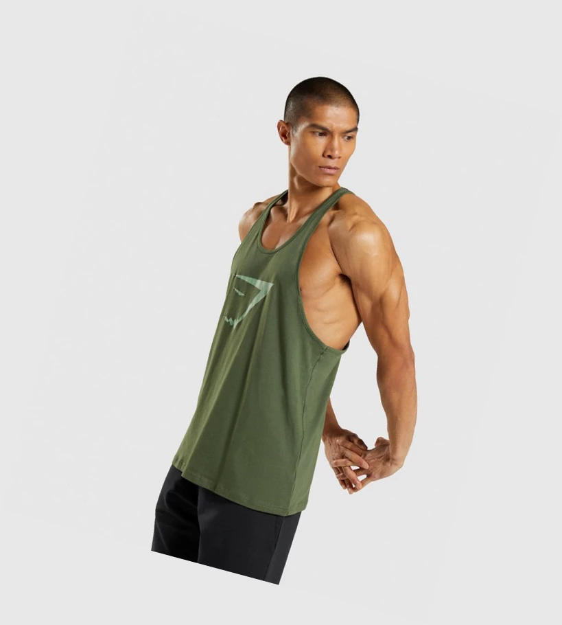 Camiseta Tirantes Gymshark Sharkhead Infill Hombre Verdes | SXVKYDH-47