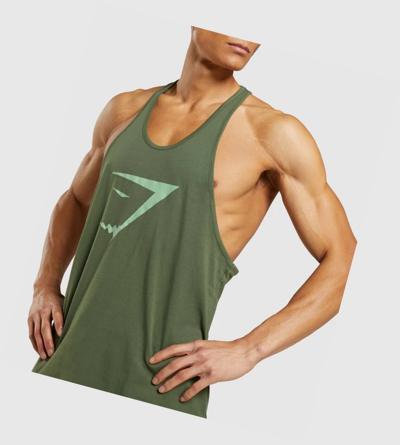 Camiseta Tirantes Gymshark Sharkhead Infill Hombre Verdes | SXVKYDH-47