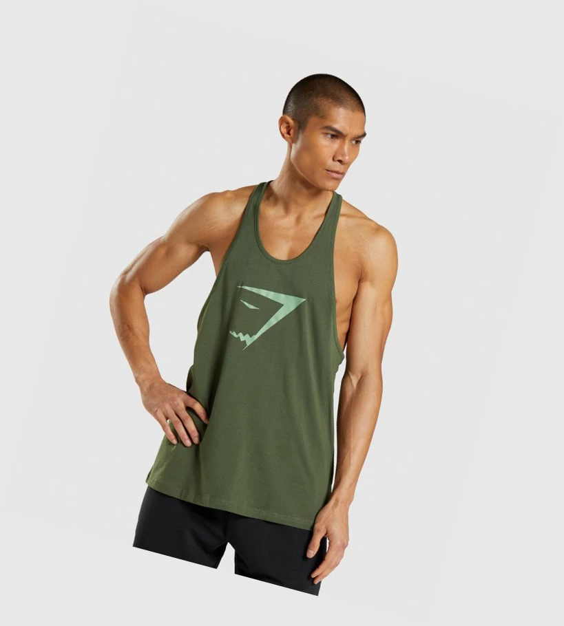 Camiseta Tirantes Gymshark Sharkhead Infill Hombre Verdes | SXVKYDH-47