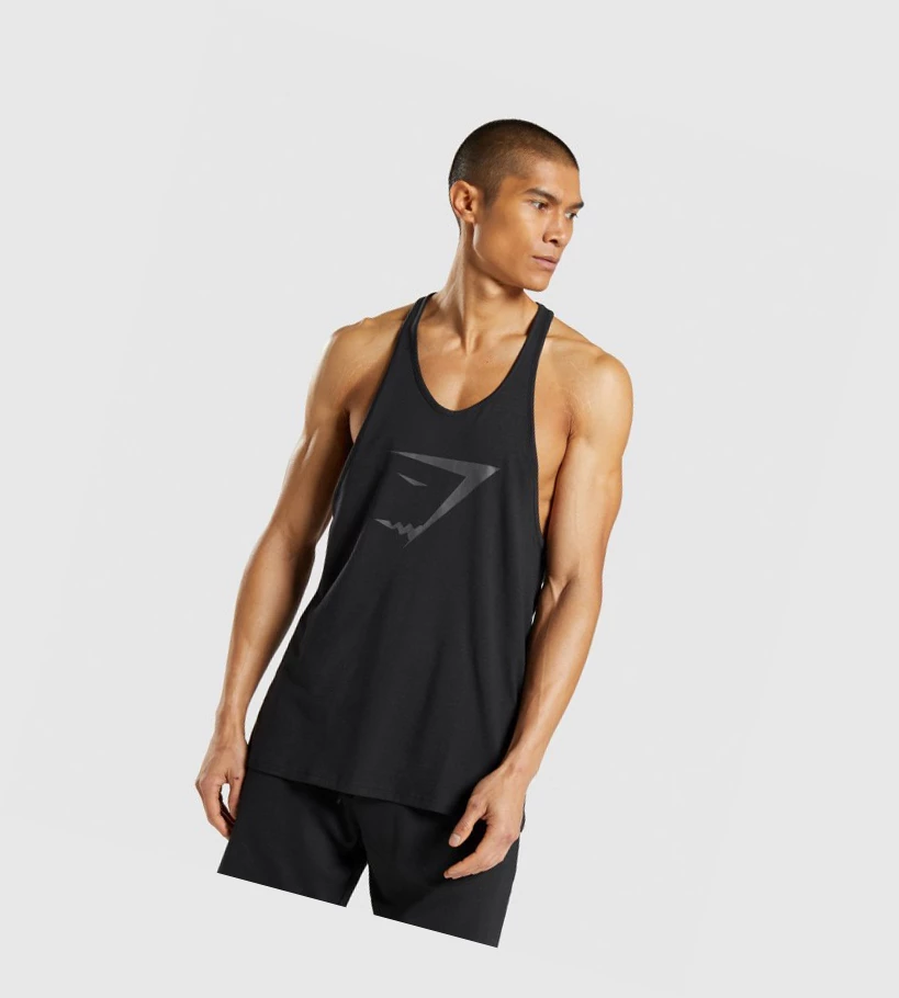 Camiseta Tirantes Gymshark Sharkhead Infill Hombre Negros | ZHOEXKF-51