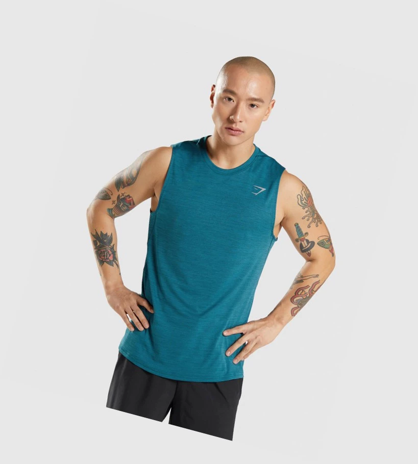 Camiseta Tirantes Gymshark Speed Hombre Turquesa Turquesa | CNFYEDI-04